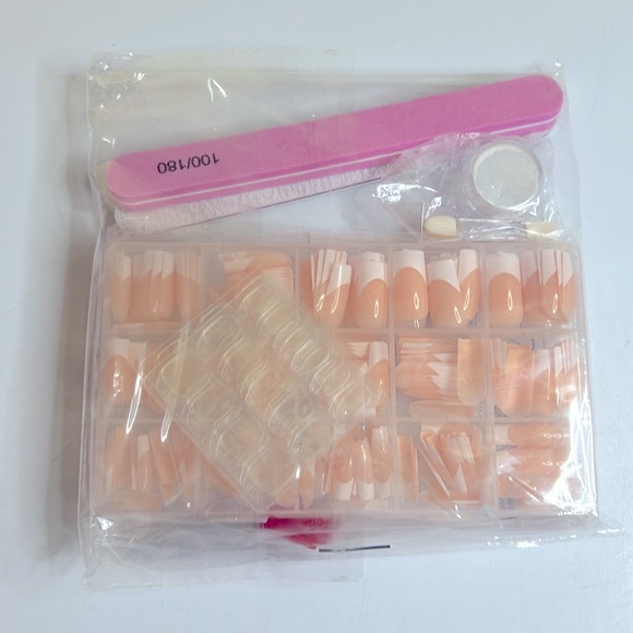 240 French Tip Long Square Press on Nails Set - Picture 5 of 8